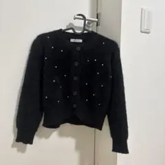 DHOLIC ブラック ビジュー装飾 カーディガン