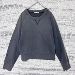 GU ウォッシュドスウェットプルオーバー ラグラン ショート丈 ヴィンテージ風
