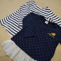 ロンT 2枚セット☆ 100 ドット&ストライプ