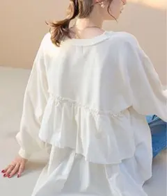 フリルドッキングピグメント裏毛スウェット