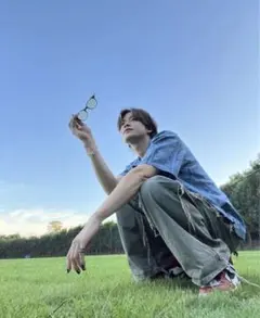 minus(-)マイナス フリンジデニムパンツ ブルーデニム インディゴ