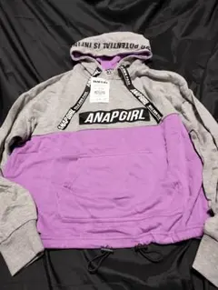 新品値札　ANAPGIRL パーカーМ　 グレー・パープル 160　子供