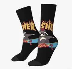 THRASHER スラッシャースケートボード ソックス ブラックのサムネイル