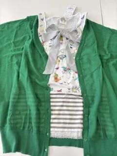 scolarスカラーリボン付きタンクトップMサイズ カーディガンL〜LLサイズ