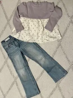 branshesドット柄トップス & ZARA ジーンズ セット