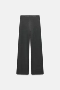 zara リブ編みワイドレッグパンツ　M