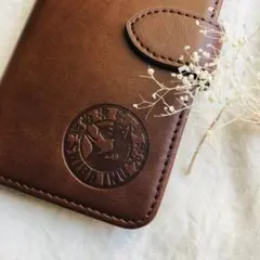 iPhone13シリーズ☆スムースレザー加工ケース☆柴犬焼印手帳型スマホケース