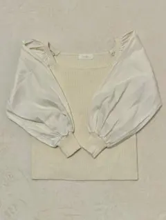And Couture パフスリーブ 長袖リブニット オフホワイト 38