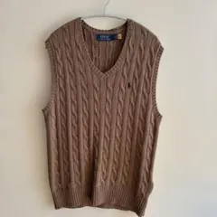 【美品】ポロラルフローレン カシミヤ混 ニットベスト ケーブル柄 Mサイズ POLO RALPH LAUREN(ポロラルフローレン) ケーブルニットベスト