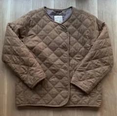 スタディオ クリップ 中綿 キルティングノーカラージャケット アウター ブラウン