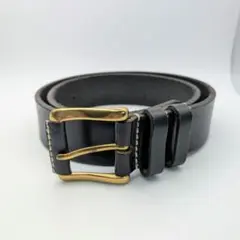 【美品】OLD ENGLAND イタリア製 レザーベルト 黒 ゴールド金具 75のサムネイル