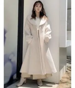 【たそ】dazzlin ホワイト 2way ロングコート dazzlin 2WAYカラーレディコート（アイボリー） -ファッション