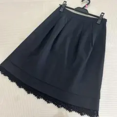 黒 フレアスカート ひざ丈 約