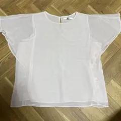 フレアスリーブ シフォン ブラウス 薄いピンク