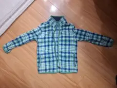 フリースジャケット 青と緑のチェック柄