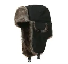 フライトキャップ ブラック パイロットキャップ 黒 防寒 男女兼用 ファー