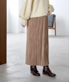 新品マタニティ LL 産前産後対応 プリーツ スカート ベージュ