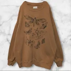 【人気】アメリカンイーグル 蛾 モス 蝶 スウェット 茶 オーバーサイズ S