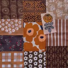 みゆぴこ様専用 マリメッコ ミニウニッコ ヴィンテージ ハギレセット 茶 黄色系