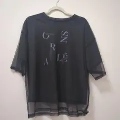 ロゴプリント メッシュ切り替え Tシャツ ブラック LL＊しまむら、LLsizeのサムネイル