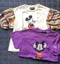 美品 Disney ミッキーマウス Tシャツ 2枚セット 120-130