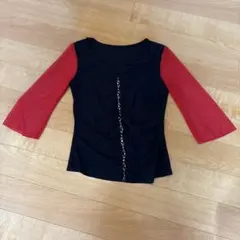 ②社交ダンス衣装 レッスンウェア 黒×赤 ラインストーン