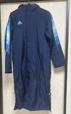 adidas ベンチコート　ネイビーフード付き　Sサイズ