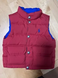 リバーシブルダウンベスト 赤/青