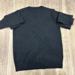 洗える畦編みクルーネックセーター ダークグレー Lサイズ