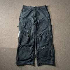 Levi's w34 リメイク フレア ブラックデニム ワイド 再構築