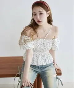 NICE CLAUP 2wayペプラムプリーツブラウス