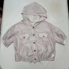 フード付き薄いベージュジャケット M
