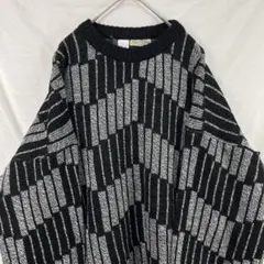 80s イタリア製 men's store 幾何学模様 ニット セーター