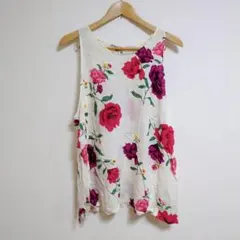 ノースリーブチュニック フラワープリント【XXL】レディース チュニック 花柄