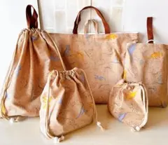 【匿名配送】ハンドメイド　入園入学5点セットNO.172 恐竜柄