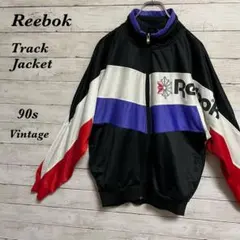 【108】90sリーボックReebokトラックジャケットプリントロゴ切替レトロ