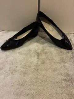 LE TALON ポインテッドトゥ バレエシューズ リボン ブラック 黒 24