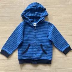青と黒のストライプ フード付きトレーナー24m/86cm