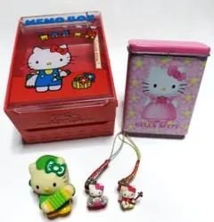 ハローキティ メモボックスとストラップセット、ソフビ人形