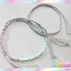 アンクレット　ミサンガ　足首　2本SET 　COTTONCANDY　３色ラメ