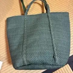 メッシュ編み かごバッグ グリーンのサムネイル