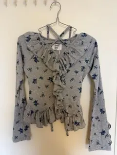 j ouetie 長袖 フリル 花柄 グレーのサムネイル