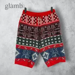 【glamb グラム】　ニットハーフパンツ　1 レッド　メンズ　ウエスト紐ありのサムネイル