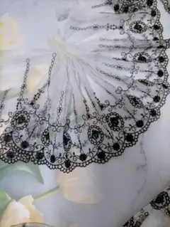 №162 バラ柄チュールレース　黒色