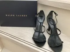 Ralph Lauren ブラックストラップサンダル ヒール　23.5cmのサムネイル