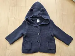 クマ耳フード付きニット ネイビー