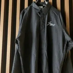 ワークシャツ　企業ロゴ　長袖　刺繍　ブラック　90s