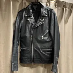 SHIPS JET BLUE ブラック レザー ダブルライダース M