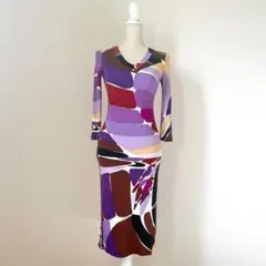 【極美品】EMILIO PUCCI ワンピース 長袖 パープル系 2026年最新】EMILIO PUCCI カラー：パープル系 レディース 長袖・七分