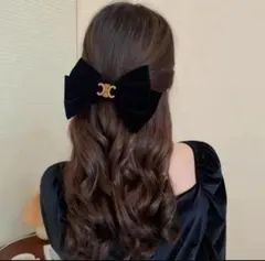 ★今週限定価格★CELINE バレッタ リボン ヘアアクセサリー ベロア